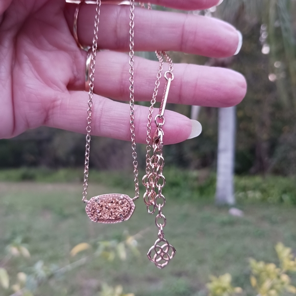 Kendra Scott Rose Gold Elisa Rose Gold Drusy Necklace - Picture 9 of 14